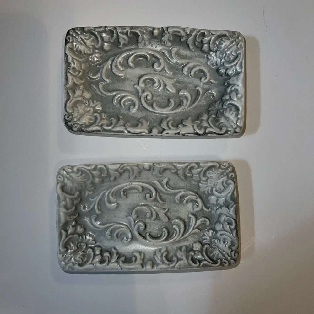 2 Nut dishes made in Japan. Vintage laced pattern.  4.5” long x 2.5” wide